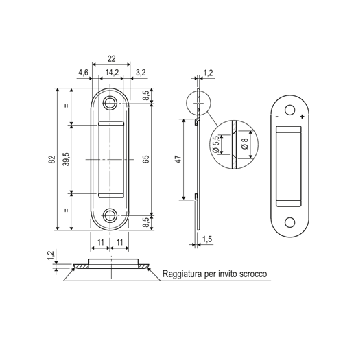 Opozanti reglabili pentru broaste Mediana - pentru usa fara falt - Easy-Fix - lungime 82 mm - latime 22 mm - imagine 2