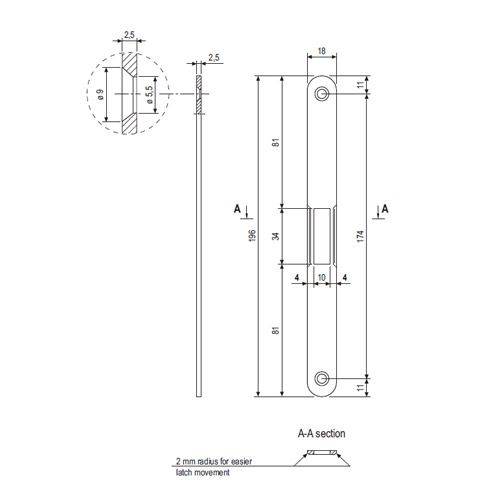 Opozant pentru Mediana Evolution - simplu - lungime 196 mm - latime 18 mm - imagine 2