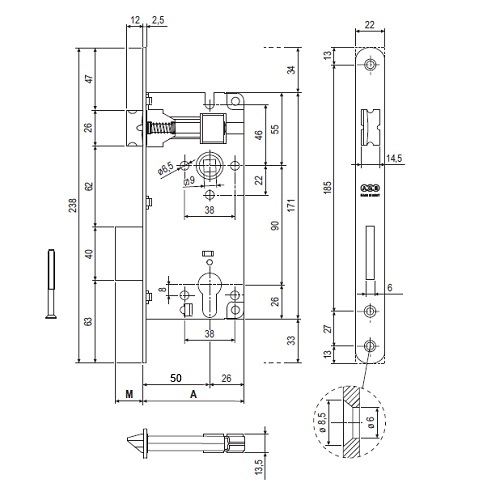 Broasca Patent Grande AGB cu inchidere din butuc - dormas 50 mm - frontal 22 mm - imagine 2