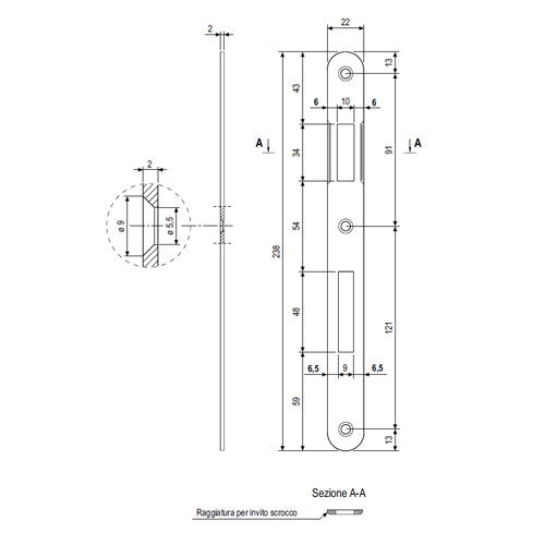 Opozant pentru broasca Patent Grande cu latime de 22 mm - imagine 2
