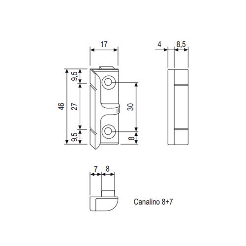 Blocatori aplicati pentru broasca multipunct Sicurtop mod. 1686 si mod. 1685 - aer 11 mm, ax (8+7) - imagine 2