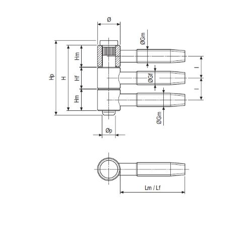Balama din otel cu 3 tije pentru usi si ferestre din lemn - Model Tria - Ø 14 mm - imagine 2