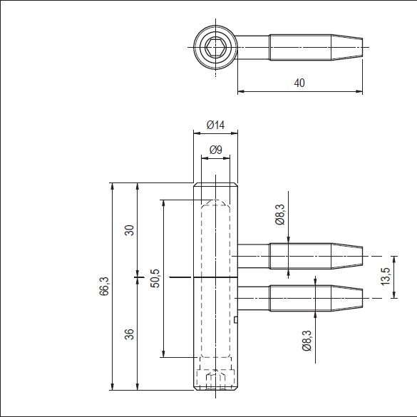 Balamale reglabile cu 2 tije pentru usi si ferestre din lemn – model 159 - Ø14 mm - imagine 2